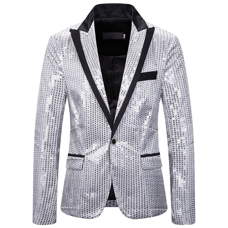 Herren Blazer Elegant Pailletten Modern Schnitt