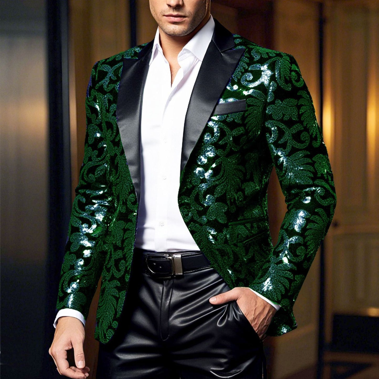 Herren Blazer Elegant Jacquard Design Schimmernd