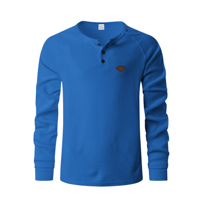 Herren Langarmshirt Weich Baumwolle Modern Knöpfe