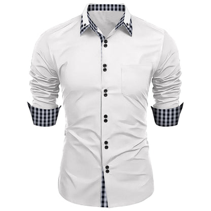 Herren Langarmhemd Karo Kragen Elegantes Design