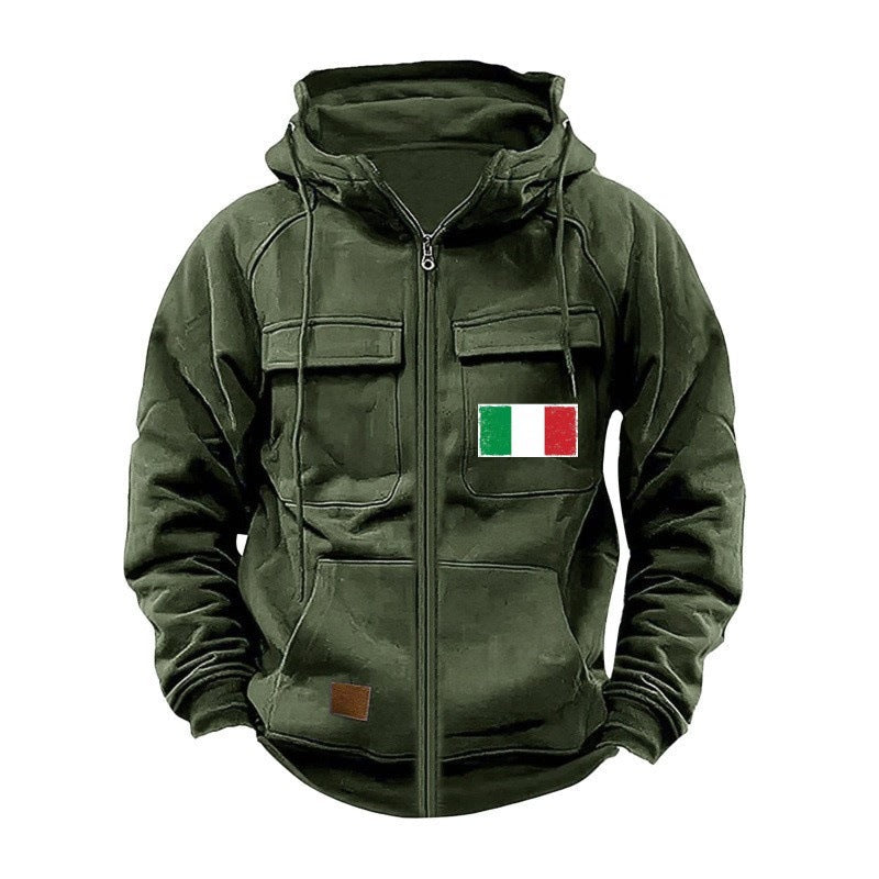 Herren Kapuzenjacke Modern mit Taschen und verstellbarem Kragen