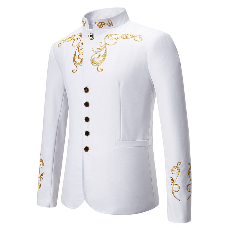 Herren Blazer Elegant Gold Stickerei Modern