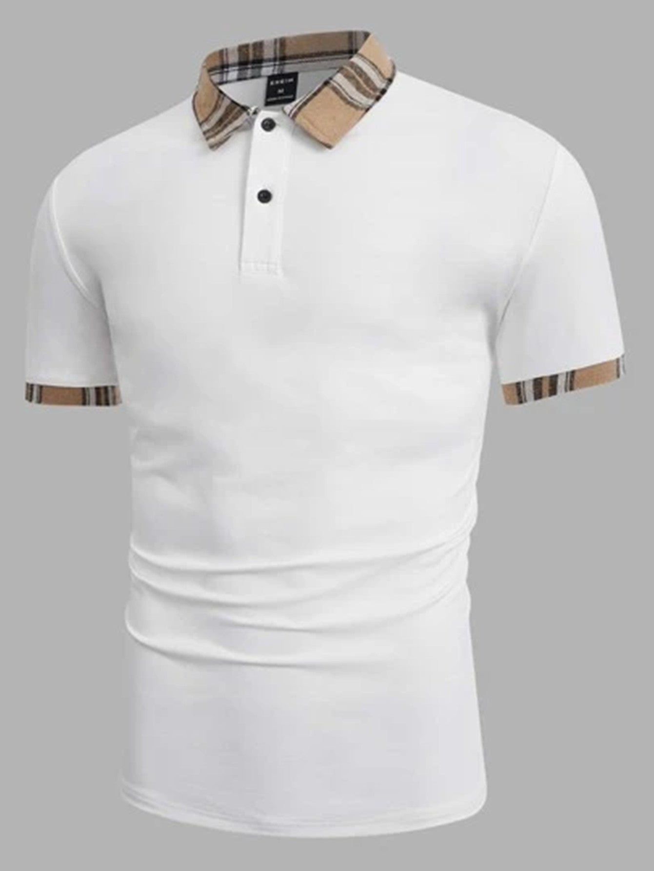 Herren Poloshirt Modern Karo Detail Slim Fit