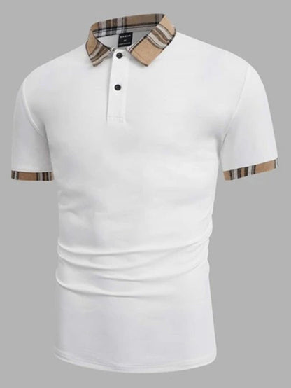 Herren Poloshirt Modern Karo Detail Slim Fit
