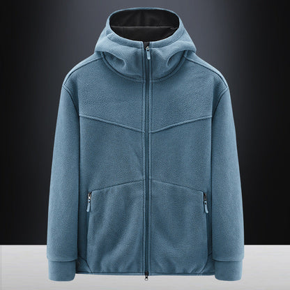 Herren Fleecejacke Warm mit Taschen und Verstellbare Kapuze