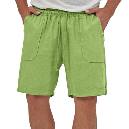 Herren Leinen Shorts Bequem Elastisch Sommer
