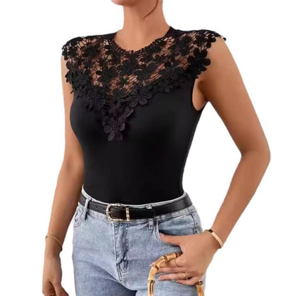 Damen Bodysuit mit Spitze und Glitzer Applikation