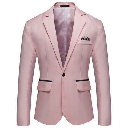 Herren Blazer Elegant Seide Optik Knopf Schließung Modern