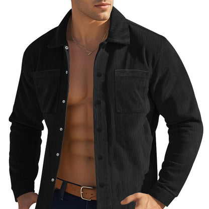 Herren Cordhemd Modern mit Brusttasche und Slim Fit