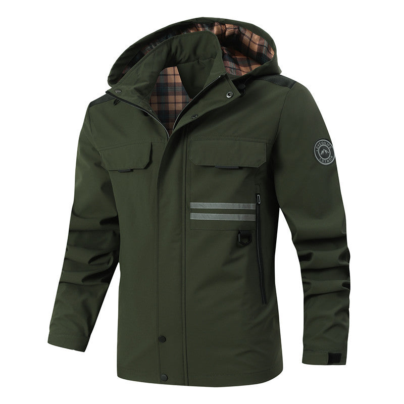 Herren Wetterjacke Funktionell mit Kapuze und Taschen