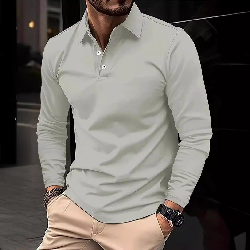 Herren Polohemd Langarm Elegant Moderner Kragen