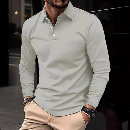 Herren Polohemd Langarm Elegant Moderner Kragen