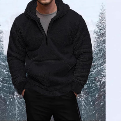 Herren Fleece Hoodie Warm Halblang Reißverschluss