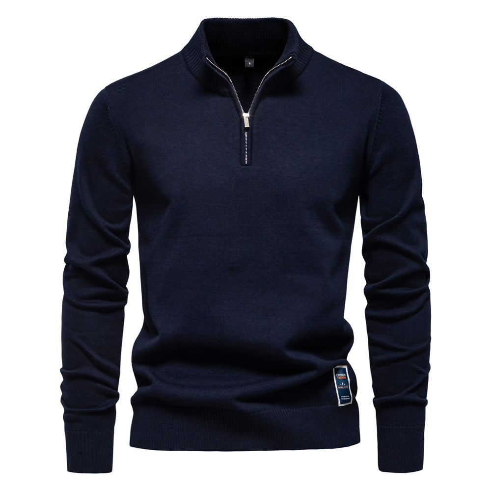 Herren Pullover Kurzarm Stehkragen Modern
