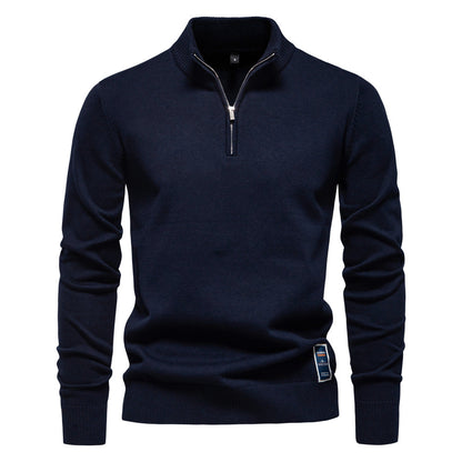 Herren Pullover Kurz Reißverschluss Stehkragen Modern