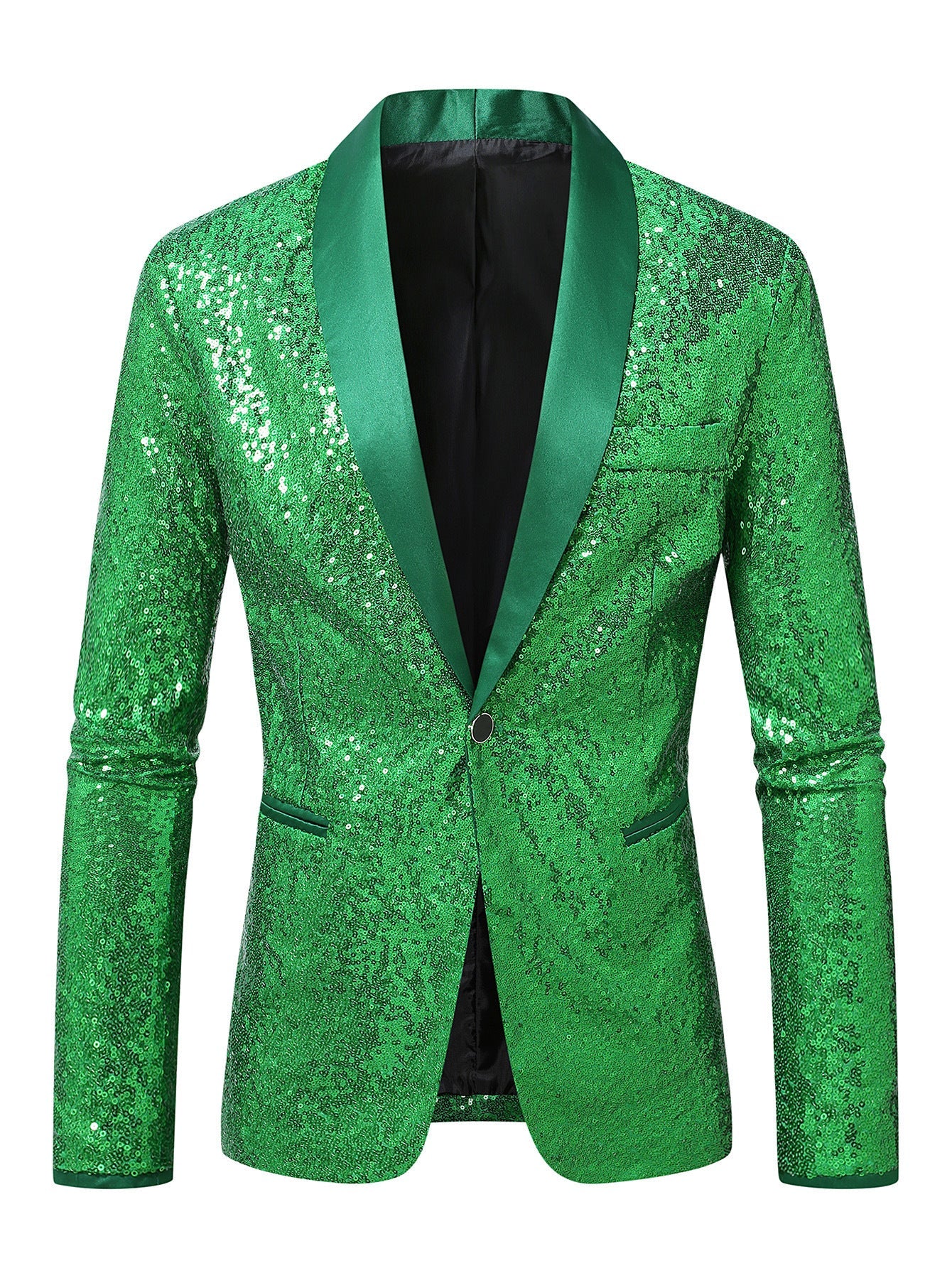 Herren Blazer Elegant Glitzernd mit Satinkragen Modern