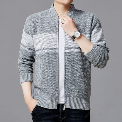 Herren Strickjacke Modern Mit Reißverschluss Und Struktur Optik