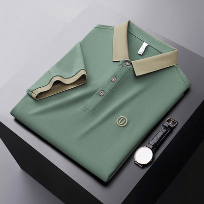 Herren Poloshirt Atmungsaktiv Moderner Kontrastkragen