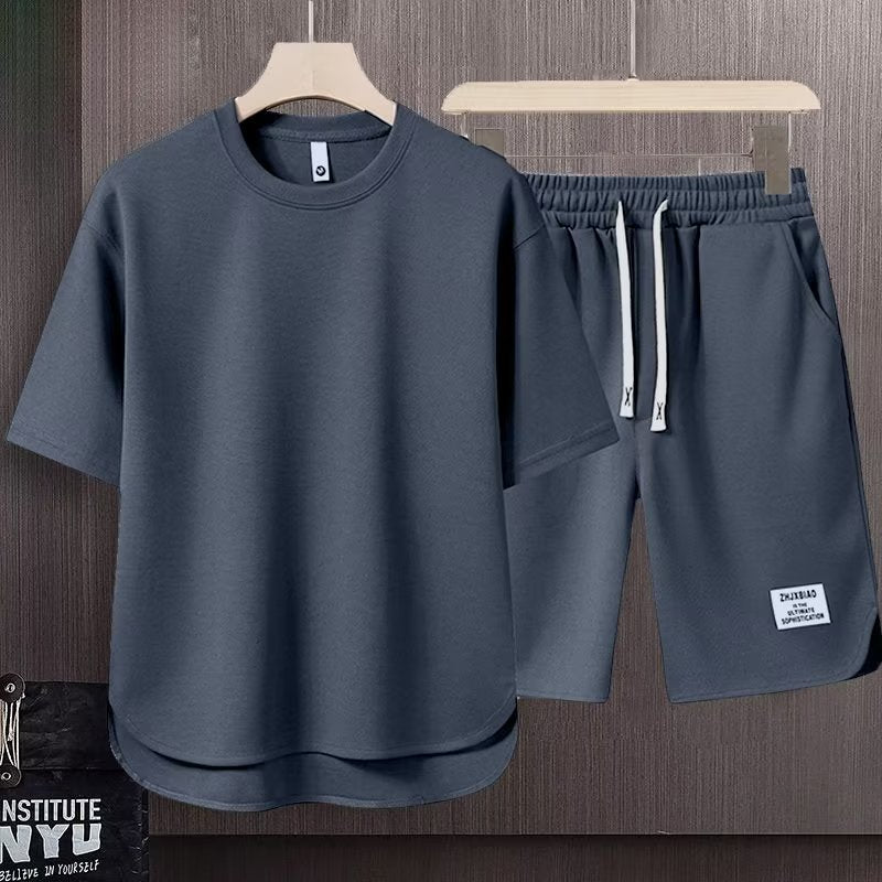 Klassisches Unisex T-Shirt Shorts Set mit Taschen Elastisch