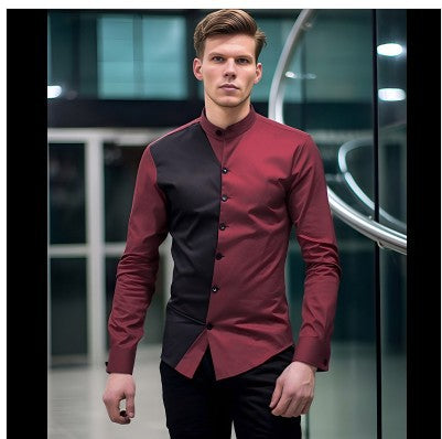 Herren Langarmhemd Modern Farbblock Design Elegant