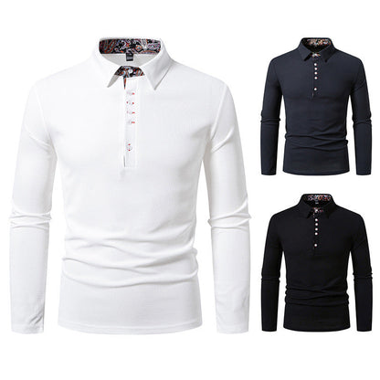 Herren Poloshirt Langarm Moderner Kragen Style