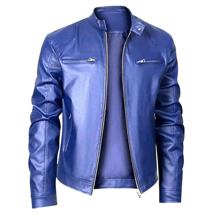 Herren Lederjacke Modern mit Steppdetails und Taschen