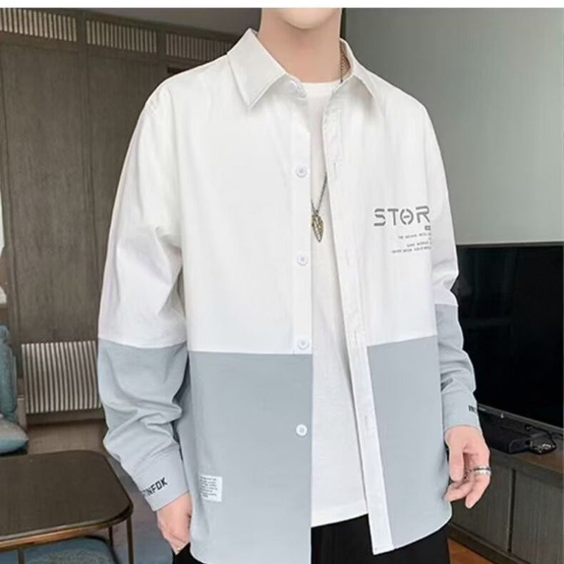 Herren Hemdjacke Modern Farbblock Design Slim Fit