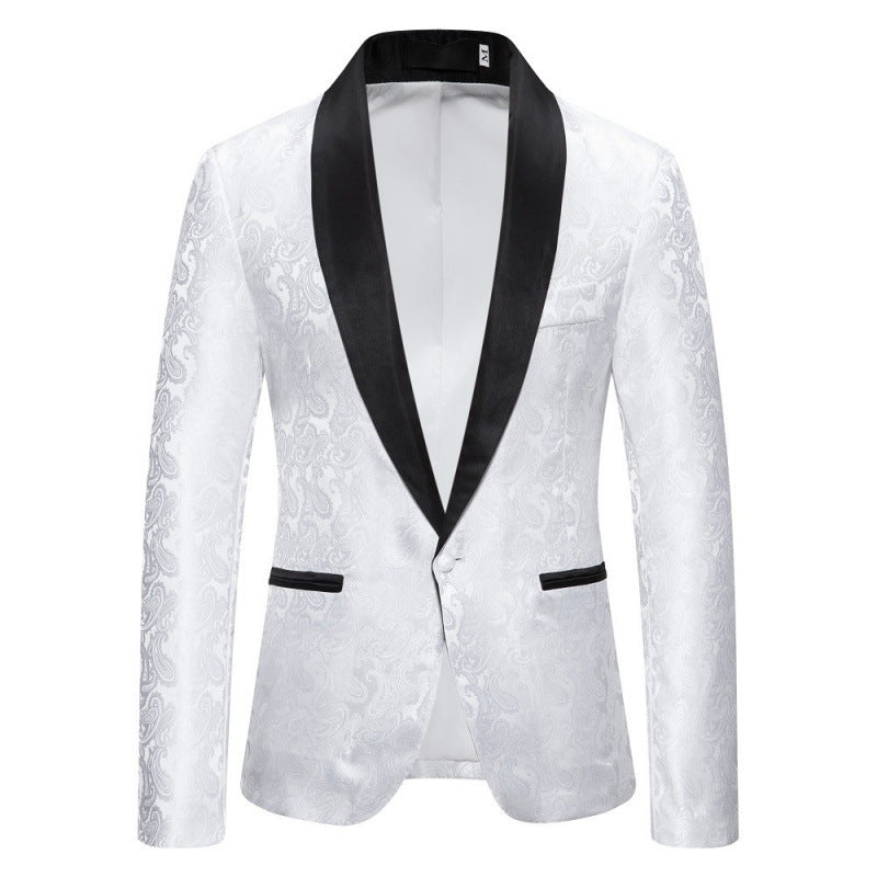 Herren Smokingsakko Luxus Jacquard Muster Elegant Schwarz
