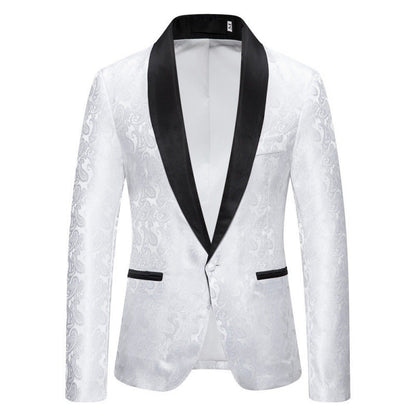 Herren Smokingsakko Luxus Jacquard Muster Elegant Schwarz
