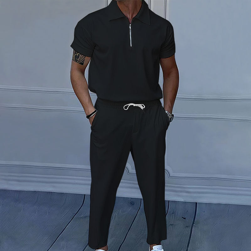 Herren Poloshirt und Jogginghose Set Sportlich Bequem