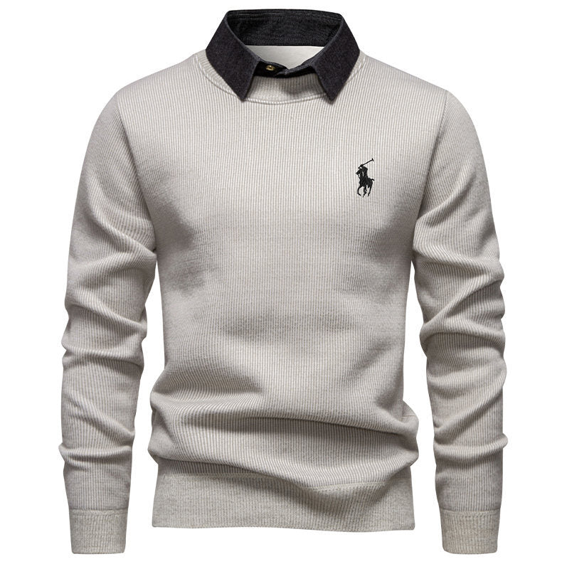Herren Strickpullover Klassisch mit Hemdkragen Elegannt