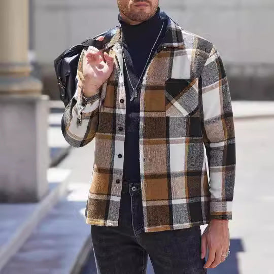 Herren Karo Hemdjacke Lässig Modern