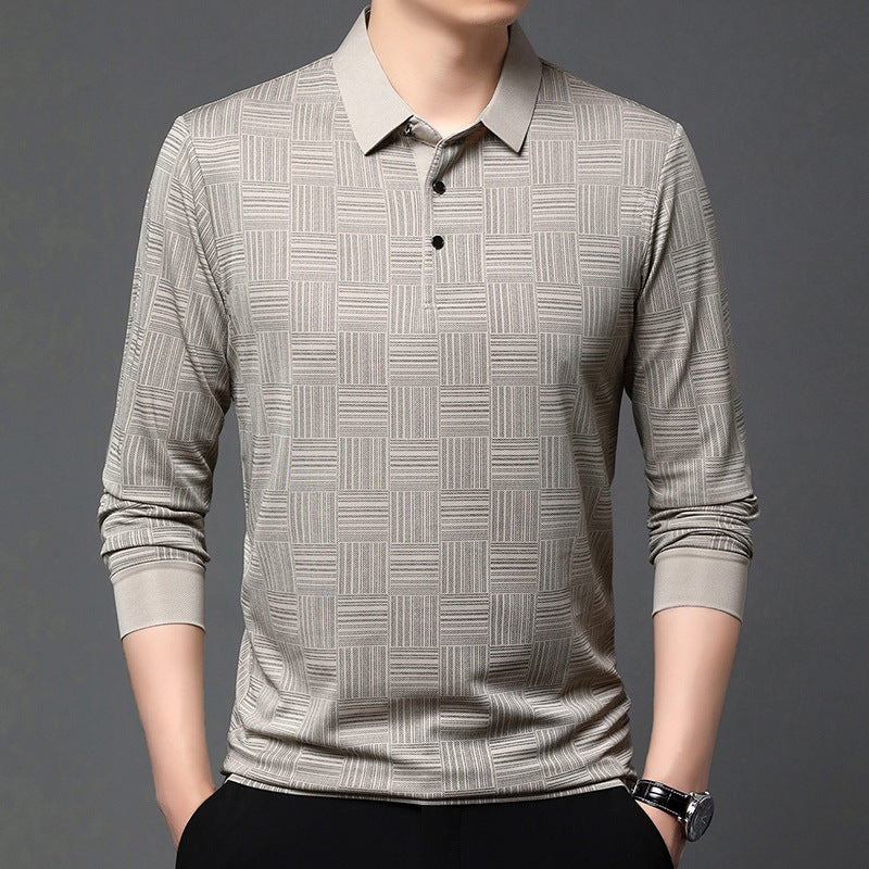 Herren Poloshirt atmungsaktiv mit geometrischem Muster Modern