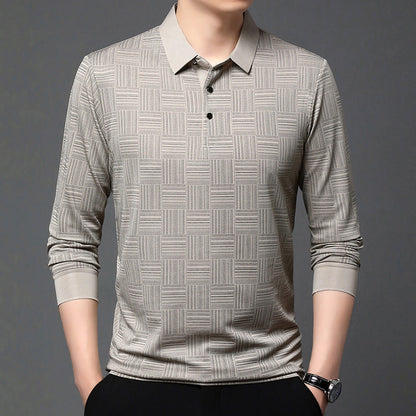 Herren Poloshirt atmungsaktiv mit geometrischem Muster Modern