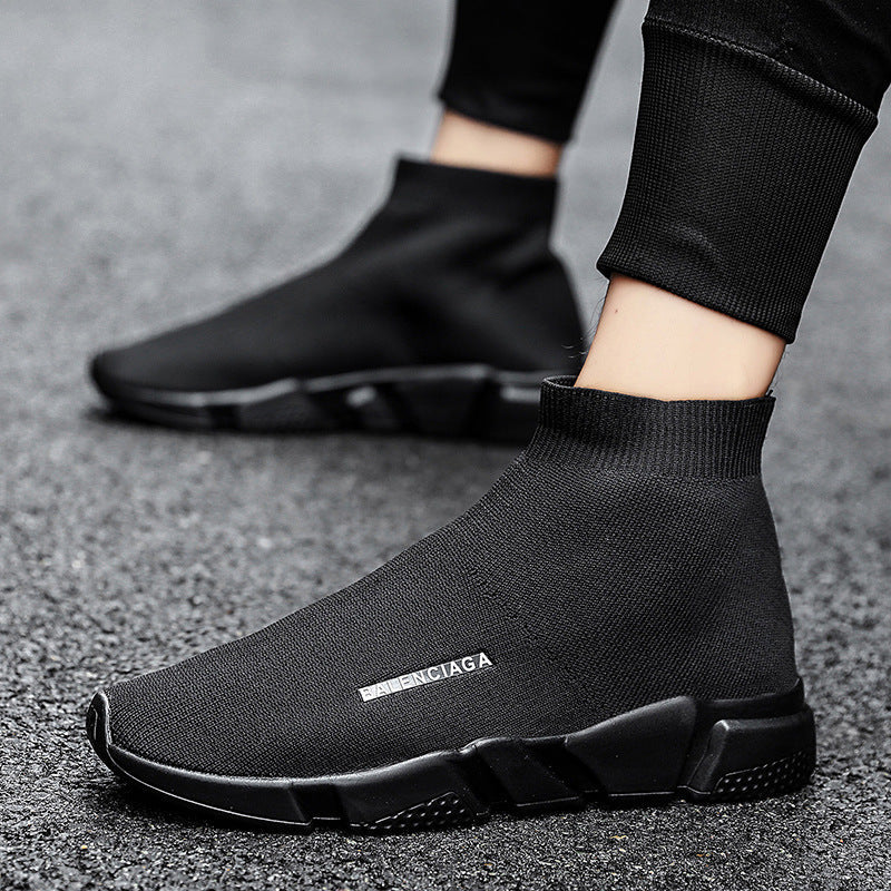 Damen Sneaker Slip-On Hoch Strick Bequem Mode