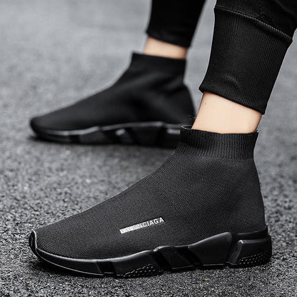 Damen Sneaker Slip-On Hoch Strick Bequem Mode