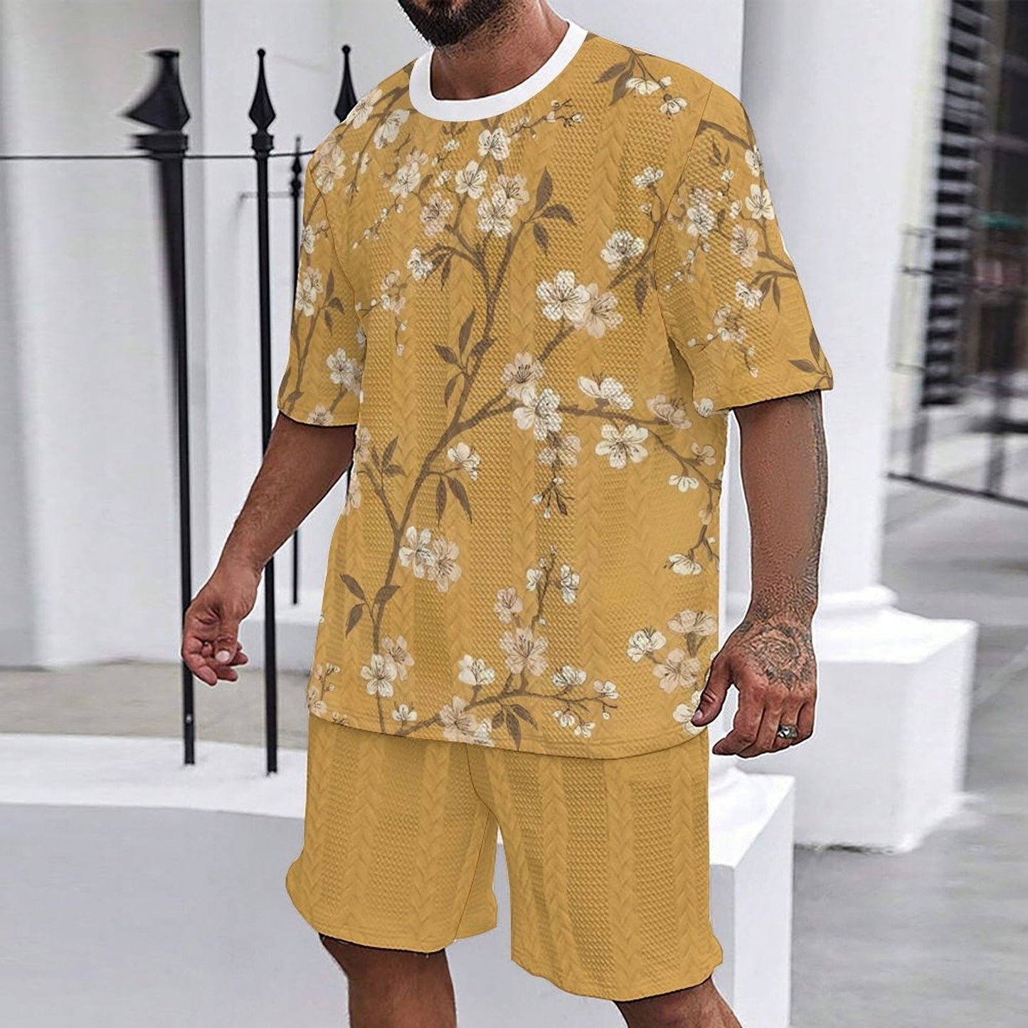 Herren Set mit Blumenmuster Trendy Sommer