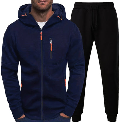 Herren Sportset Hoodie Jogginghose mit Taschen Grau Sportlich