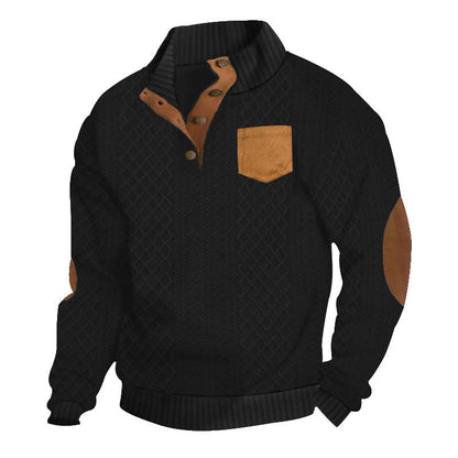 Herren Pullover Strick Modern mit Leder Details