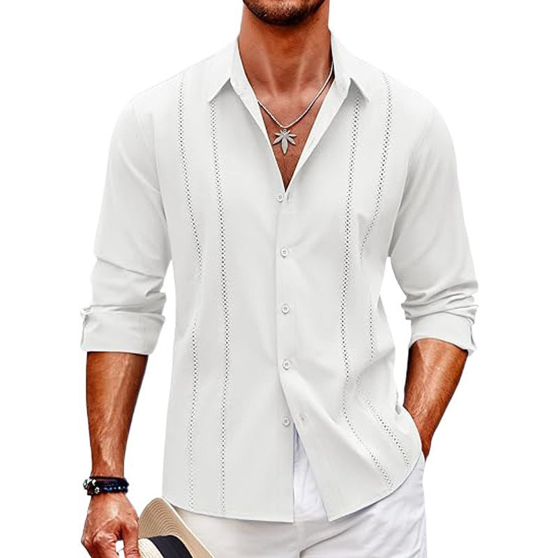 Herren Langarmbluse Elegant Streifenmuster Slim Fit