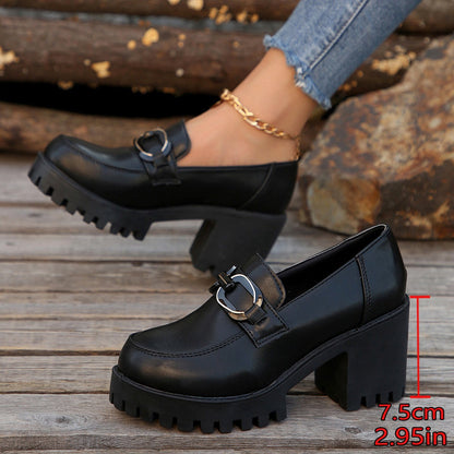 Damen Blockabsatz Schuhe Hoch Modisch Schnalle