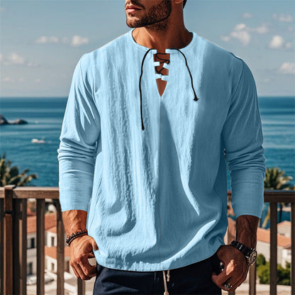 Modernes Langarmshirt mit Schnürung und V-Ausschnitt Berlin-Glamour