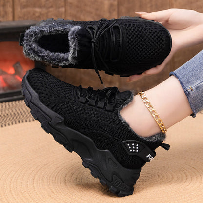 Damen Sneaker Fleecegefüttert Laufschuhe Rutschfest Sportlich