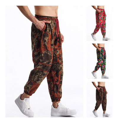 Herren Freizeithose Elastisch Floral Modern