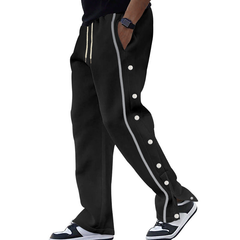 Herren Sport Hose Elastisch Mit Druckknöpfen