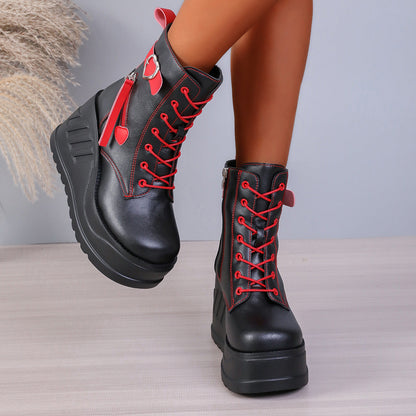 Damen Stiefeletten Wedge Hochplateau Modern Schuhe