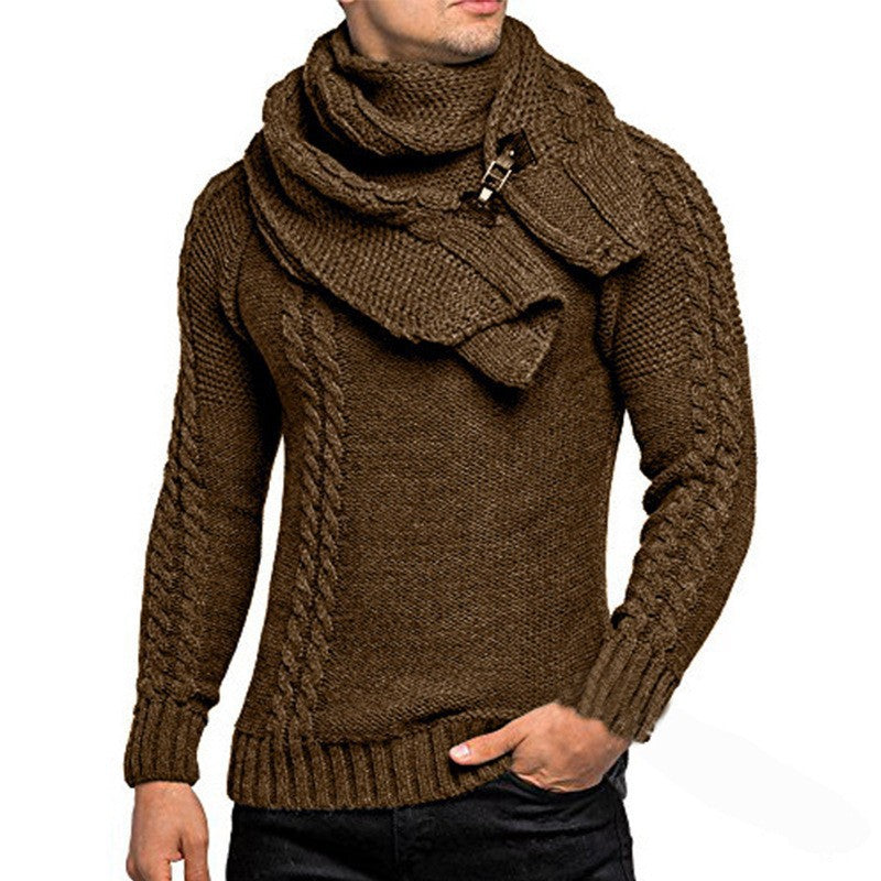 Herren Strickpullover mit Schal Modern Warm