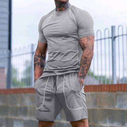 Herren Sportset Atmungsaktiv Kurzarmshirt und Laufshorts