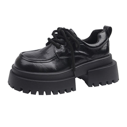 Damen Plattform Schnürschuhe Hoch Glänzend Robust