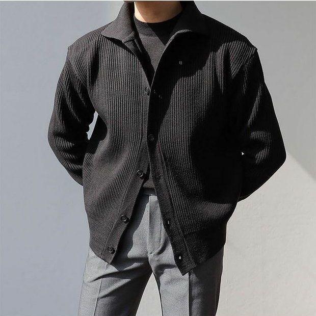 Herren Jacke Strukturiert Button Down Modern